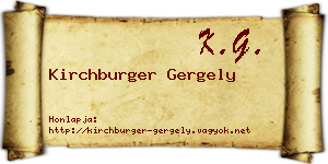 Kirchburger Gergely névjegykártya